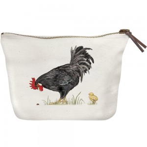 Rooster And Chick Canvas Pouch