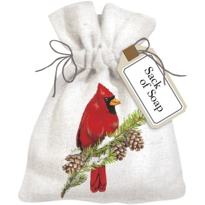 Cardinal On Pine Sack Of Soap