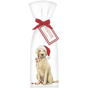 Yellow Lab With Candy Cane Towel Set