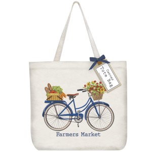 Blue Market Bike Tote Bag