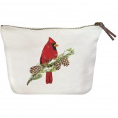 Cardinal On Pine Canvas Pouch