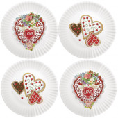 Valentines Cookies Melamine Plates S/4