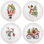 Santas And Snowmen Melamine Plates S/4