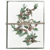 Holly Berry Birds Boxed Greeting Card S/8