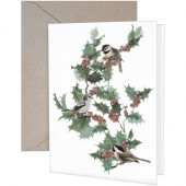 Holly Berry Birds Greeting Card