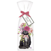 Black Cat Flowers Towel Set