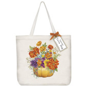 Fall Flowers Pumpkin Tote Bag